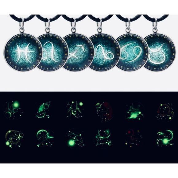 CANCER GREEN GLOW IN THE DARK ZODIAC STAR SIGN HOROSCOPE NECKLACE - Picture 14 of 15